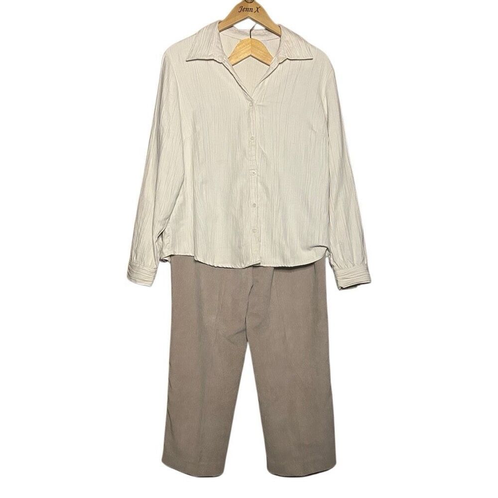 VTG Kim Rogers Off White Long Sleeve Top Size XL Alfred Dunner Trouser Size 14P